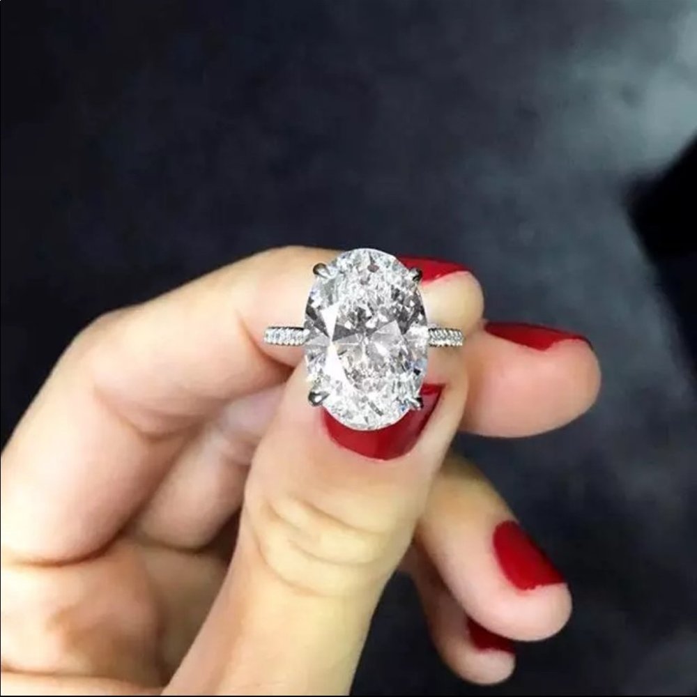 New Oval Cut 925 Silver Diamond Promise Ring - Picture 4 of 5